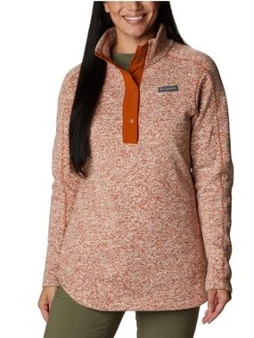 Columbia Sweater Weather Tunic Fleece Pullover Camel Orange